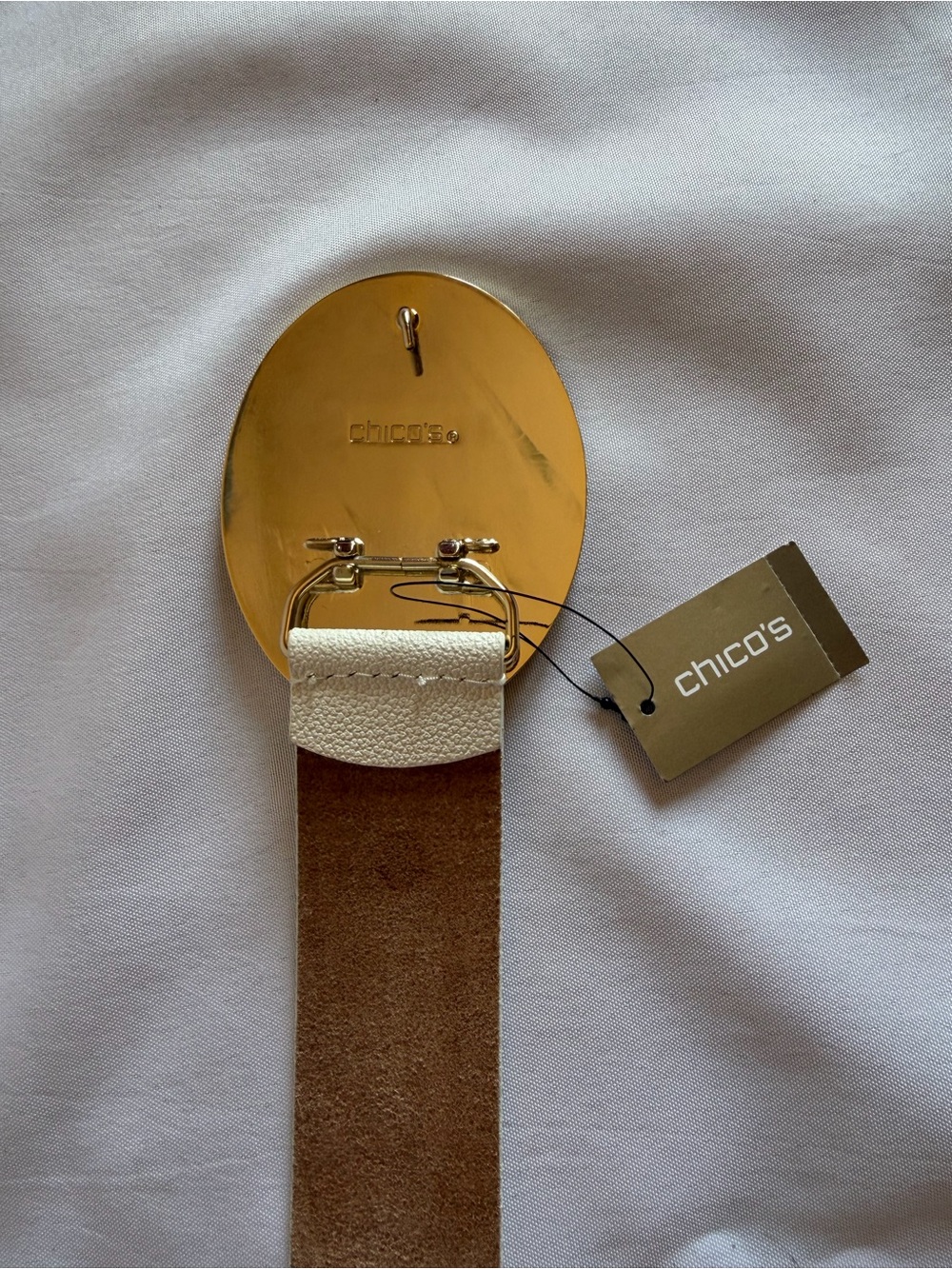 Bundle: Chico's Cork Tote with Gold Fleck Accents & Matching Belt. - Picture 8 of 11